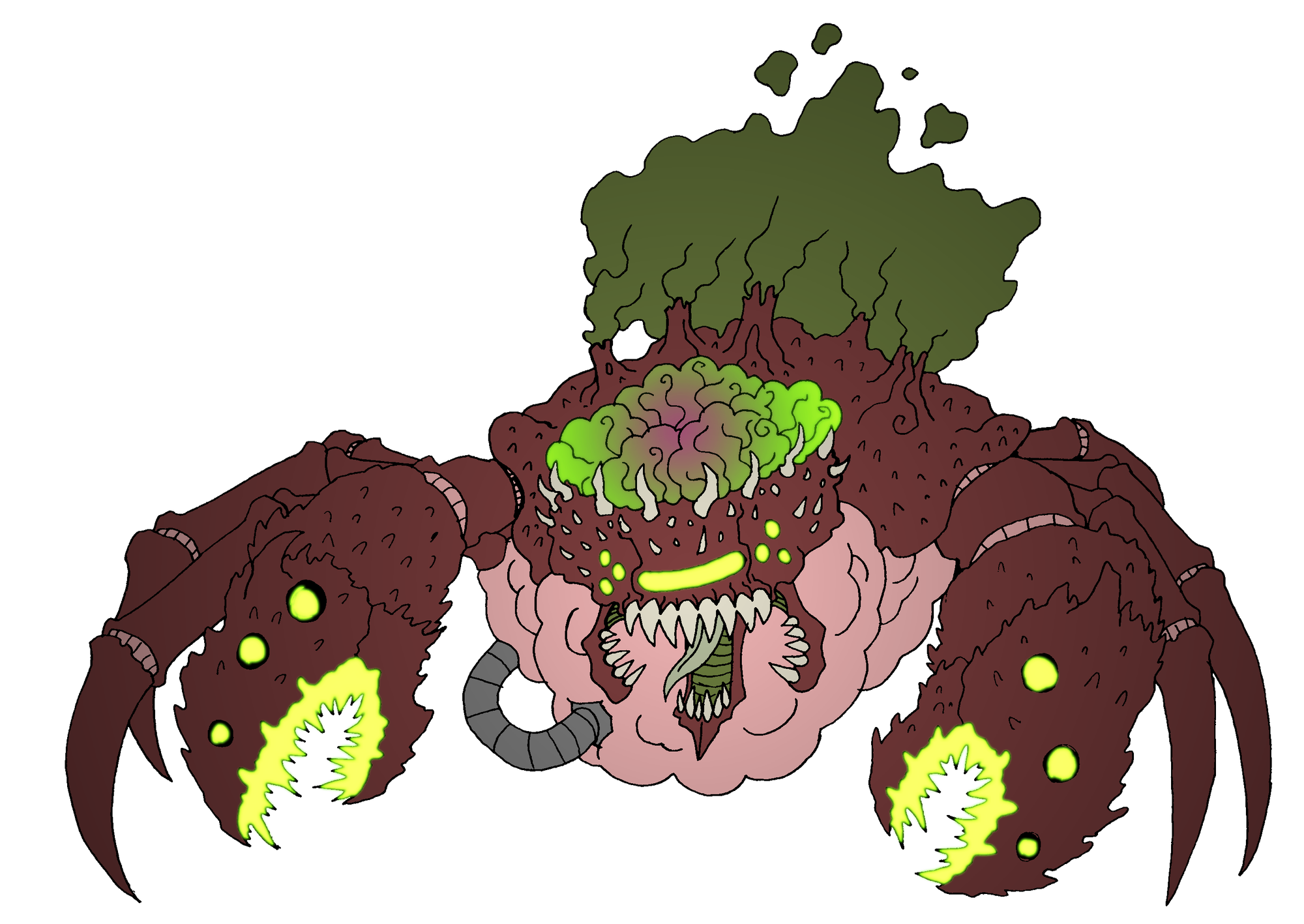 The illustration of a giant Demonic Crab called "Archon Crab" from Hellsquad TTRPG Game By Oddplan