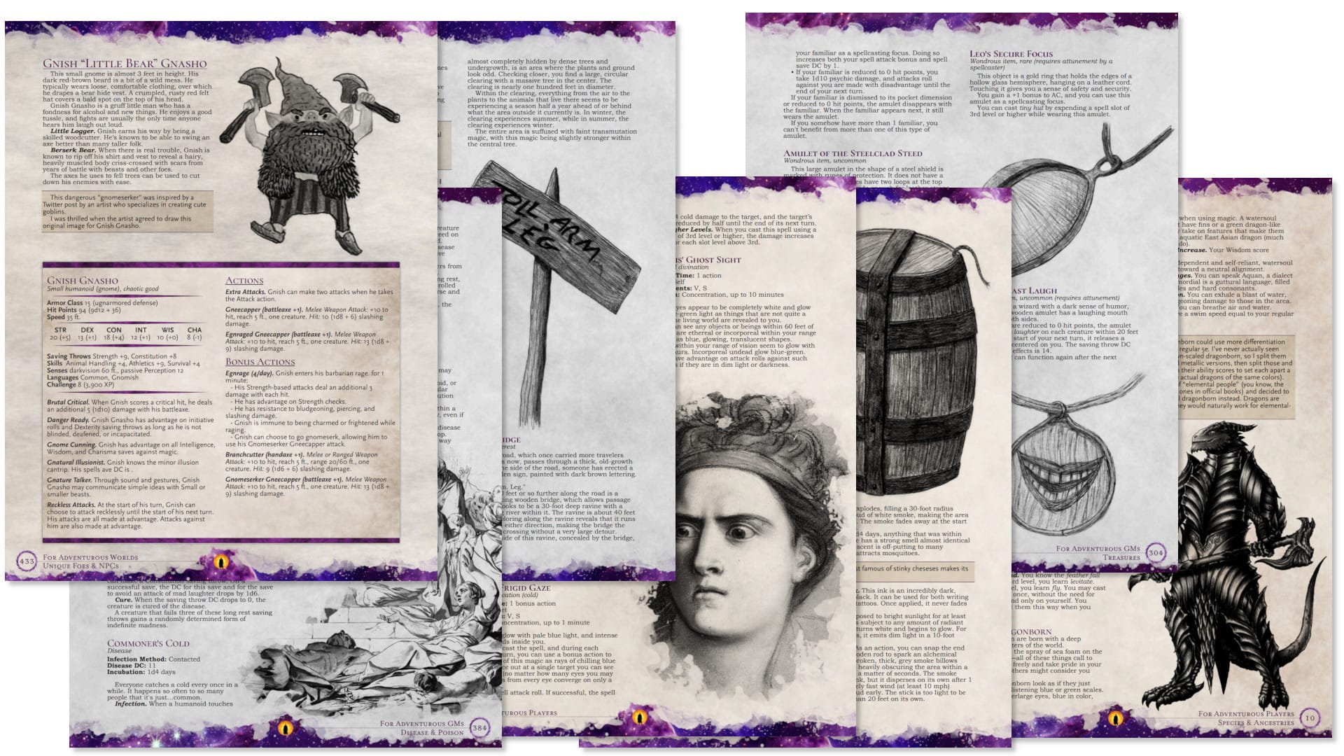 Image shows seven overlapping pages from the book interior.