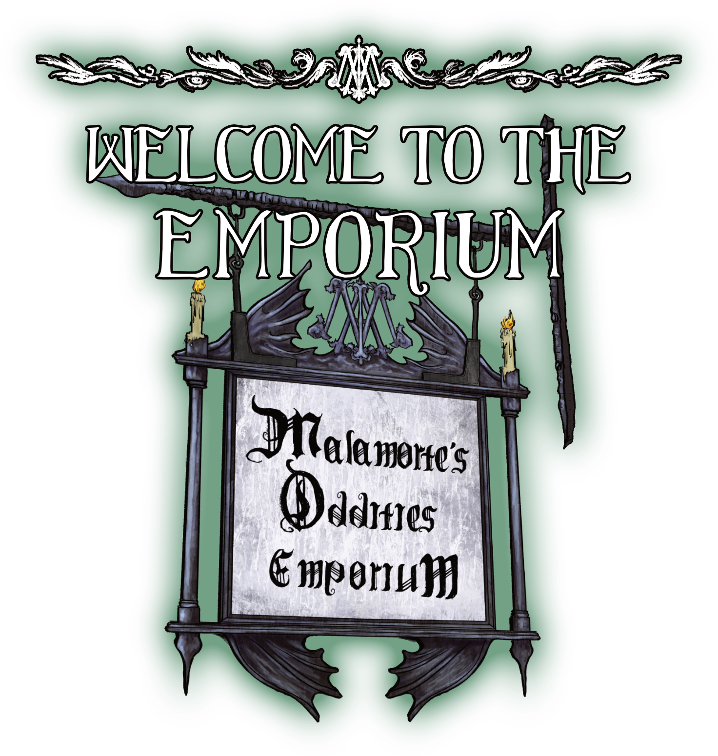 Sign of Malamorte's Oddities Emporium 