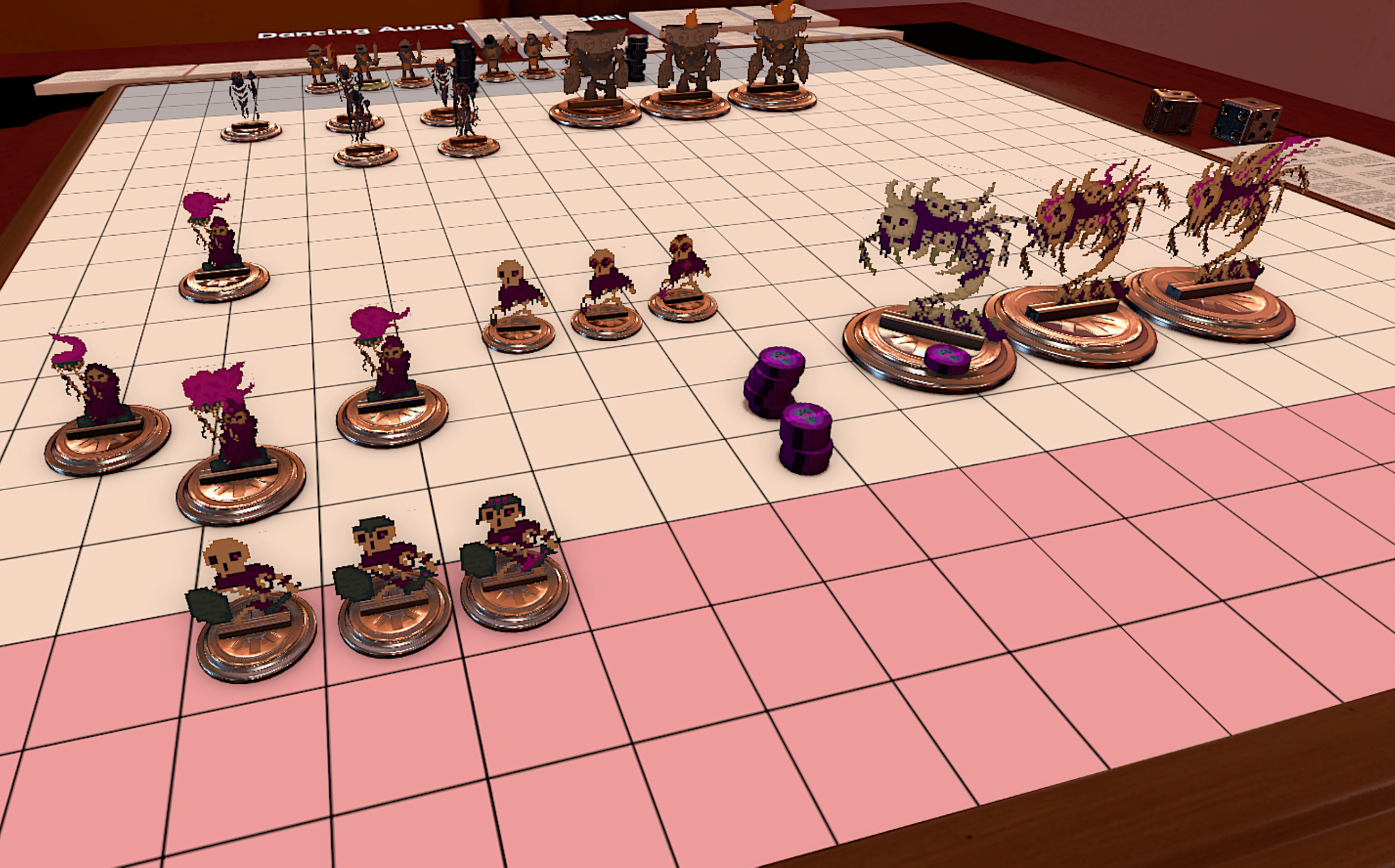 Miniatures arranged in tabeltop simulator.