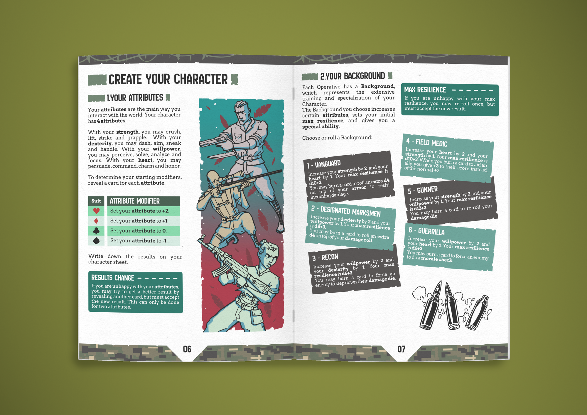 Pages from the game Hellgreen.