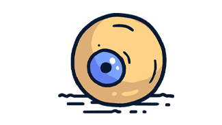 A stylised illustration of a large round eyeball.