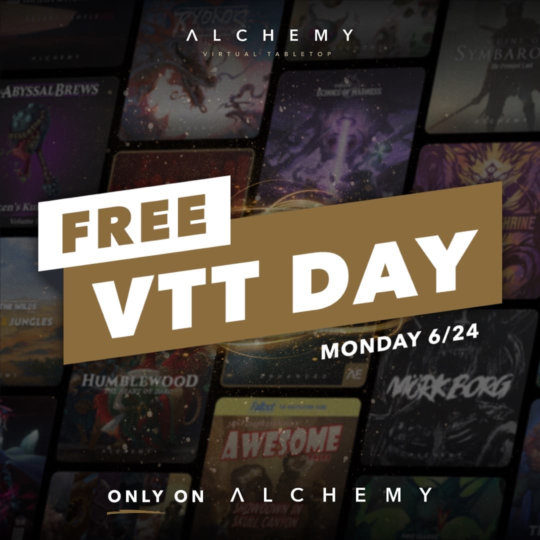 Alchemy RPG announces Free VTT Day, one day full of premium TTRPG content FREE to the masses