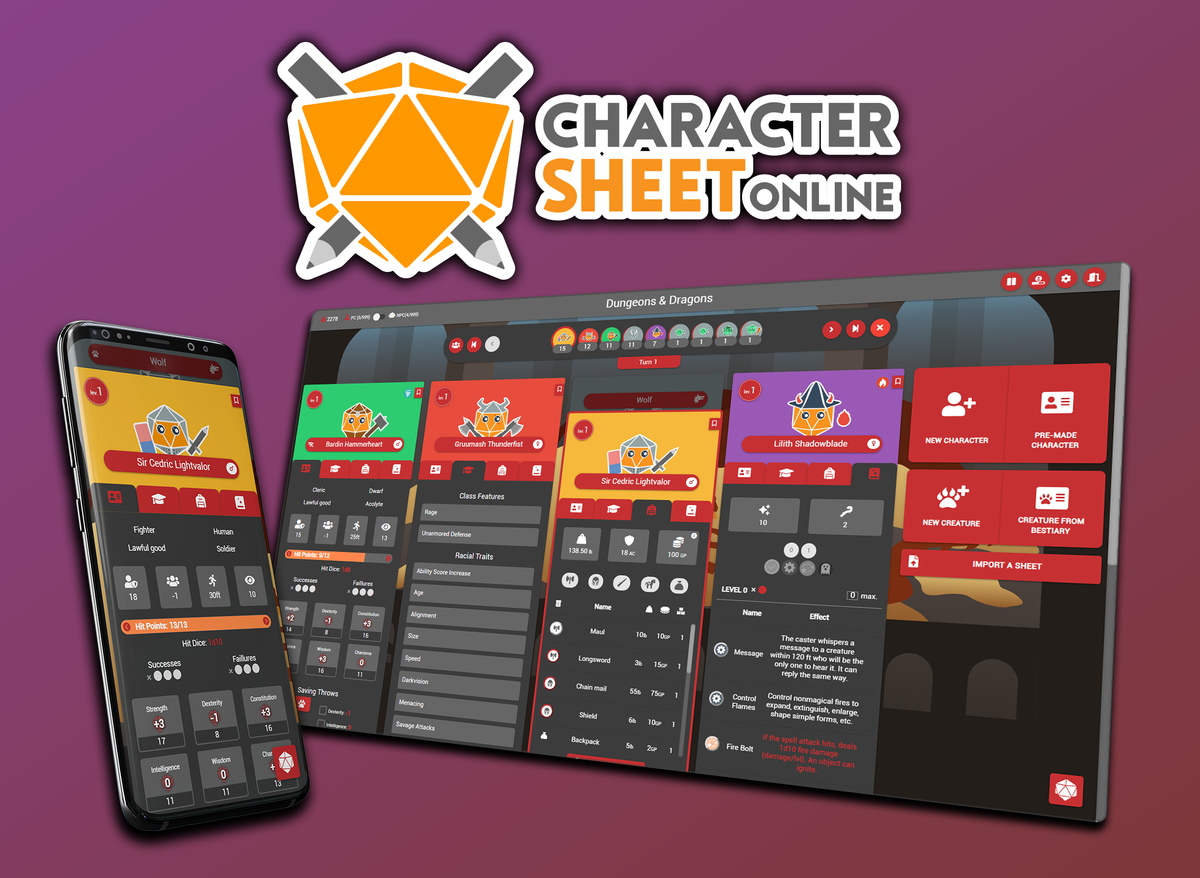 Character Sheet Online, a new way to play role-playing games!