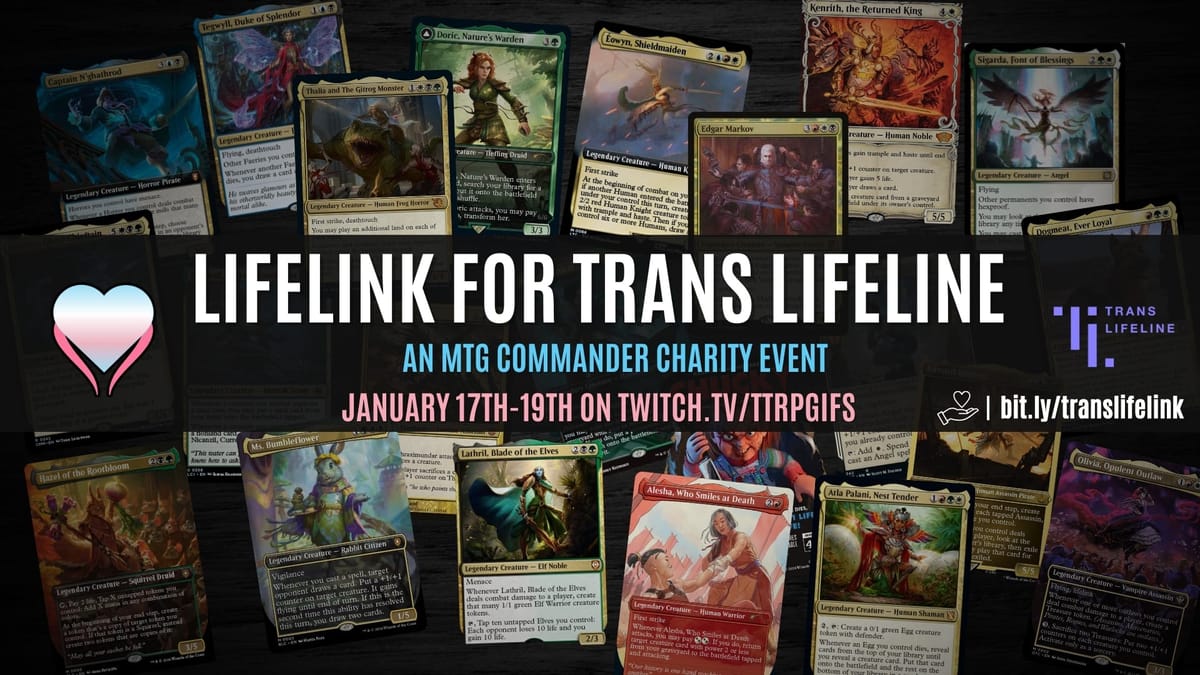 TTRPGifs Launches MTG Lifelink for Trans Lifeline Fundraising Event.