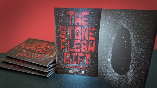 Photo of several print-proof copies of The Stone-Flesh Gift.