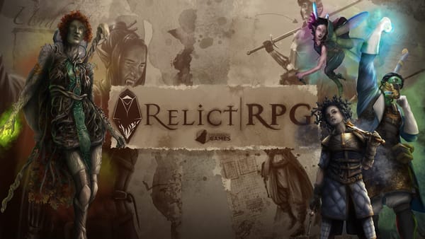 A banner image reading Relict RPG, surrounded by character artwork.
