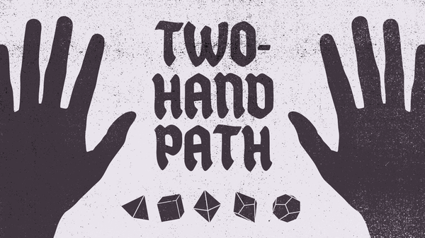 The two hand path on a grainy white background