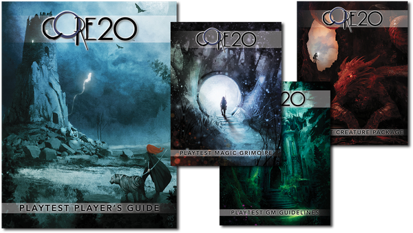 The cover images of the four volumes from the CORE20 playtest.