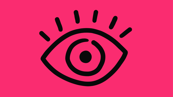 a black eye drawn on pink background